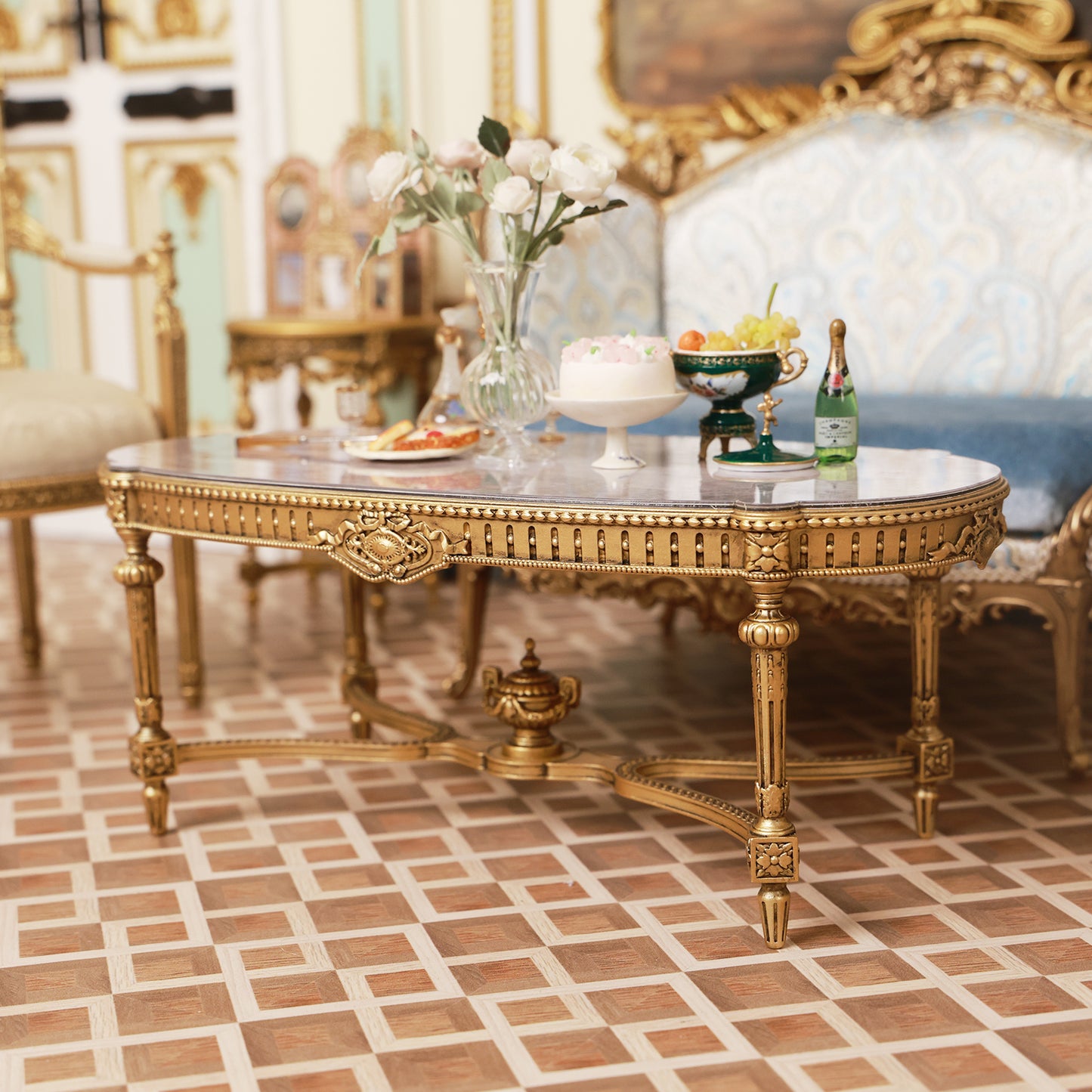 DIY 1/6 scale palace-style coffee table Miniature Furniture Dollhouse Decor