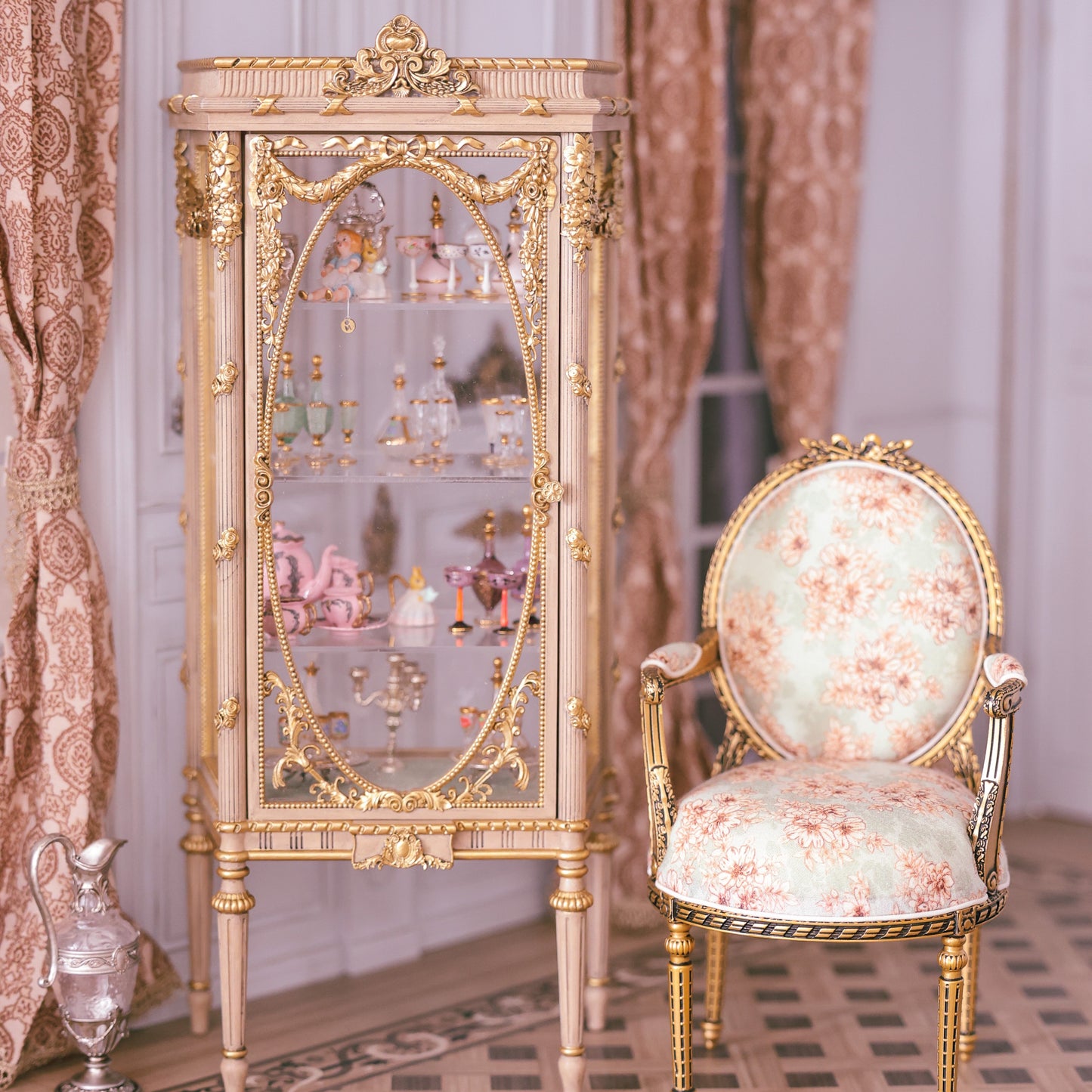 DIY 1/6 Scale Miniature Vintage Cabinet Miniature Furniture Dollhouse Decor