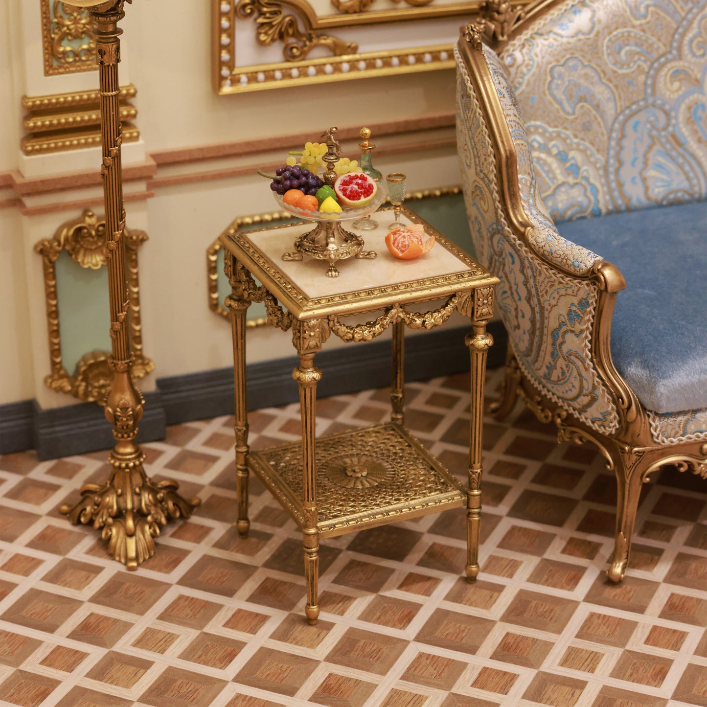 DIY 1/6 Scale Square Louis XVI Side Table Miniature Furniture Dollhouse Decor