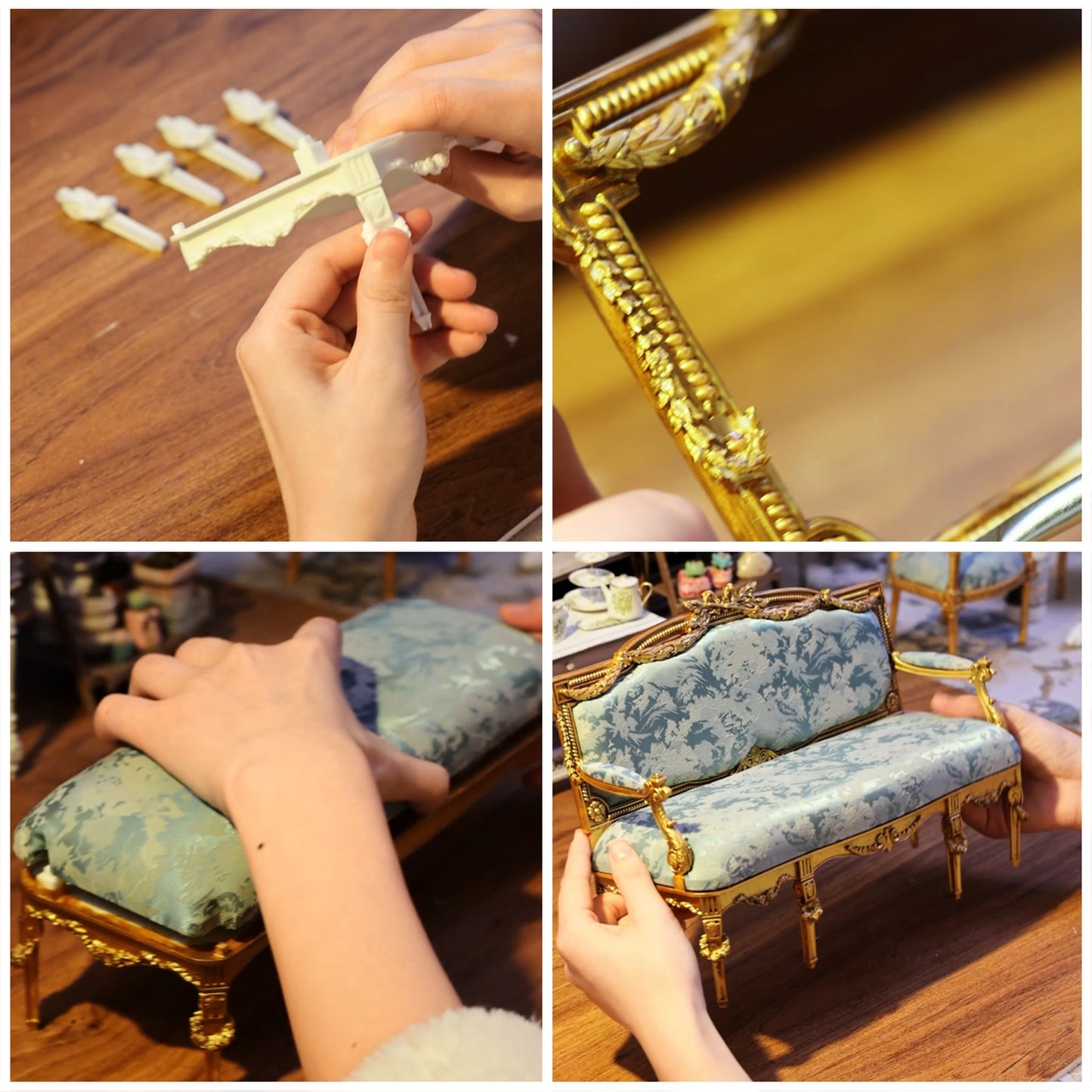 DIY 1/6 Sclae Louis XVI Double Sofa Miniature Furniture Dollhouse Decor