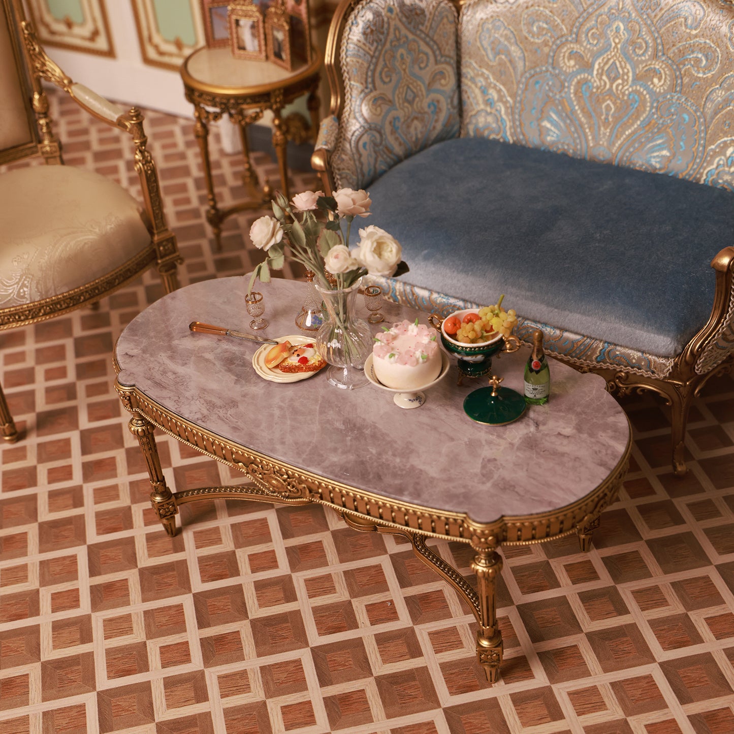 DIY 1/6 scale palace-style coffee table Miniature Furniture Dollhouse Decor