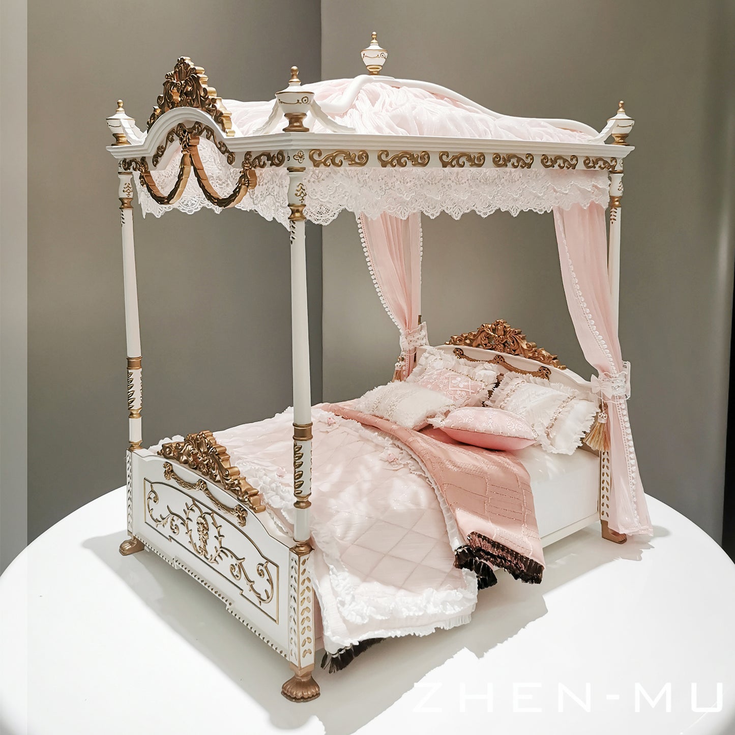 Miniento 1/6 scale pink dream canopy bed Dollhouse Furnitures