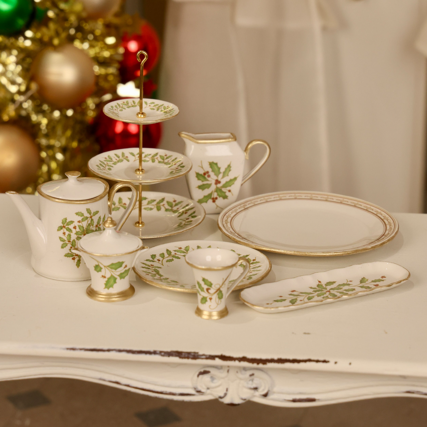 Miniento 1/6 scale mistletoe cutlery set Dollhouse Ornaments